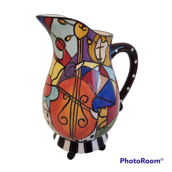Studio Designworks Music Piano Instruments Colorful Whimsical Abstract Pitcher - Picture 2 of 8